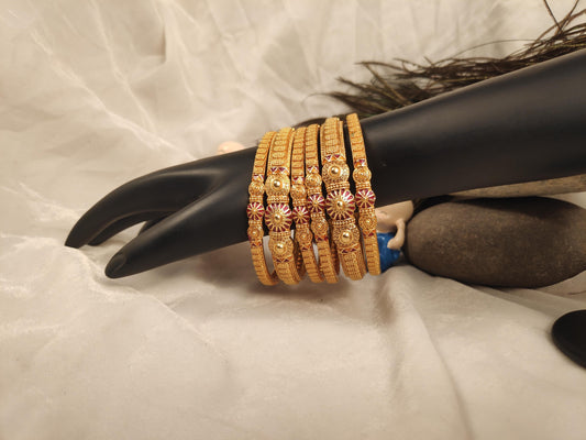 1 Gram Gold Plated Traditional Bangles for Women