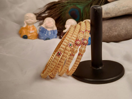 1 Gram Gold Plated Traditional Bangles for Women