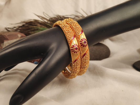 1 Gram Gold Plated Traditional Bangles for Women