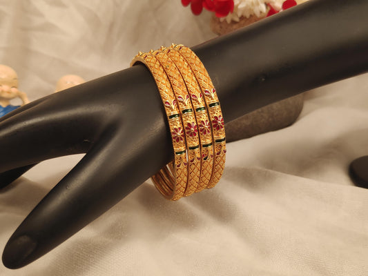1 Gram Gold Plated Traditional Bangles for Women