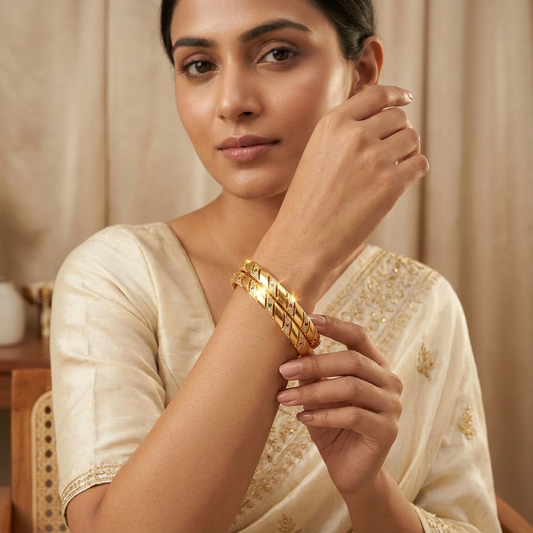 1 Gram Gold Plated Traditional Bangles for Women