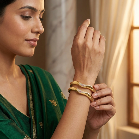 1 Gram Gold Plated Traditional Bangles for Women