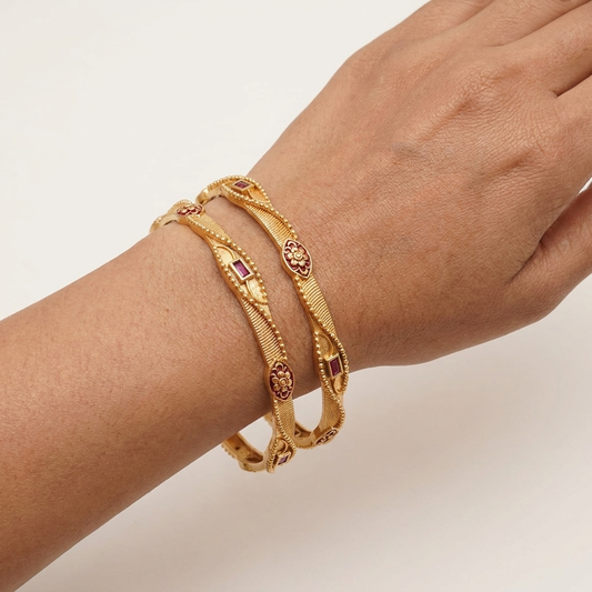 1 Gram Gold Plated Traditional Bangles for Women
