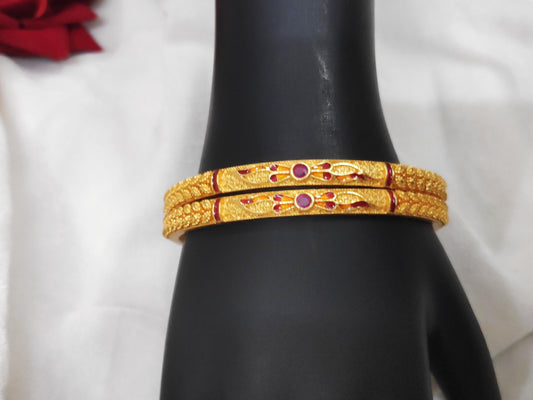 1 Gram Gold Plated Traditional Bangles for Women
