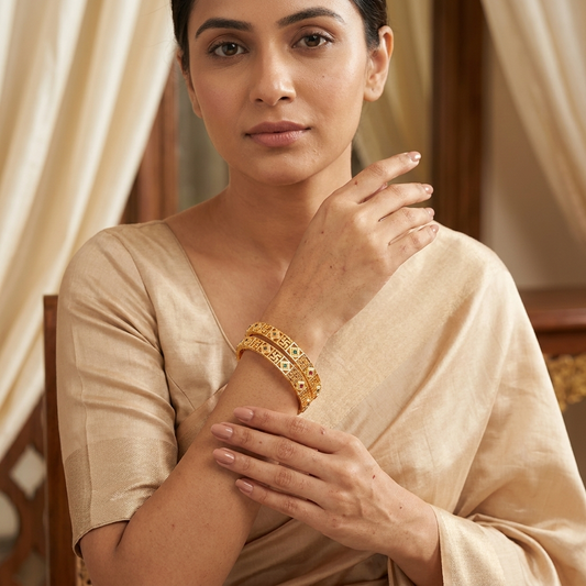 1 Gram Gold Plated Traditional Bangles for Women