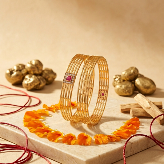 1 Gram Gold Plated Traditional Bangles for Women