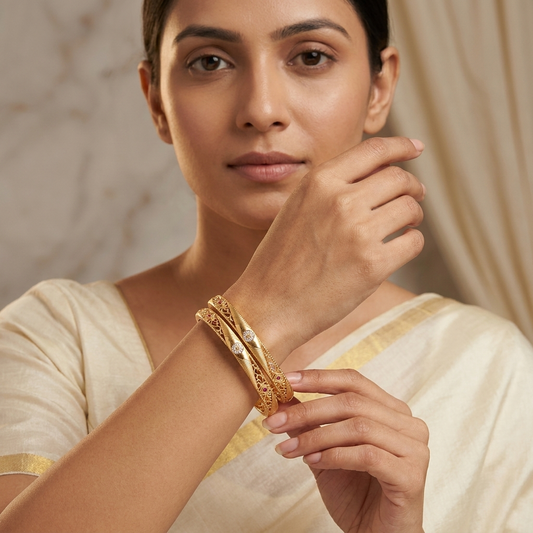 1 Gram Gold Plated Traditional Bangles for Women
