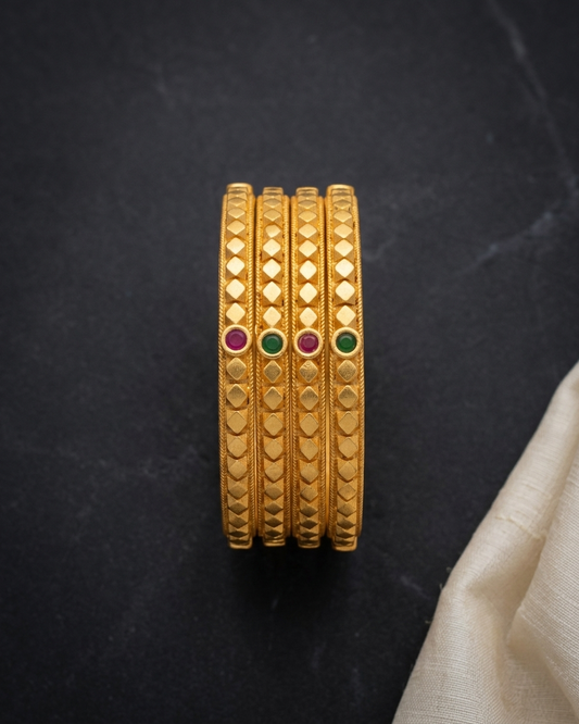 Elegant Brass Bangles with One Gram Gold Plating ÔøΩ Set of 4