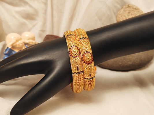 1 Gram Gold Plated Traditional Bangles for Women