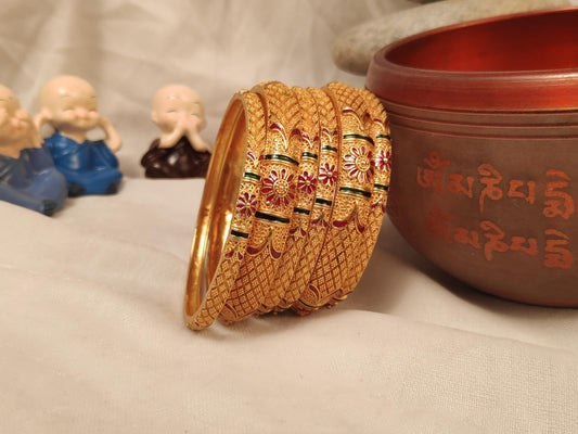 1 Gram Gold Plated Traditional Bangles for Women