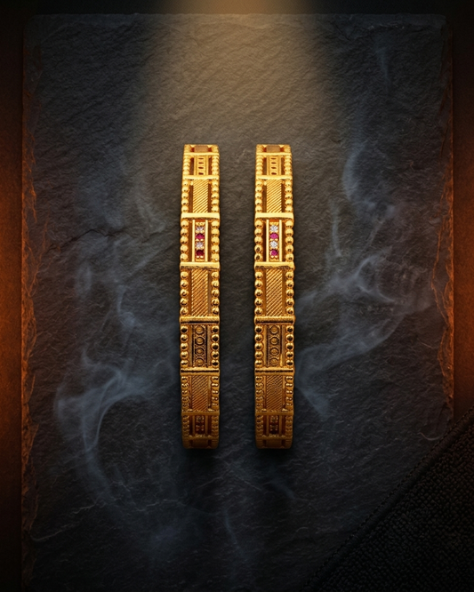 The Aurelia Antique Gold Bangle Set (Set of 2)