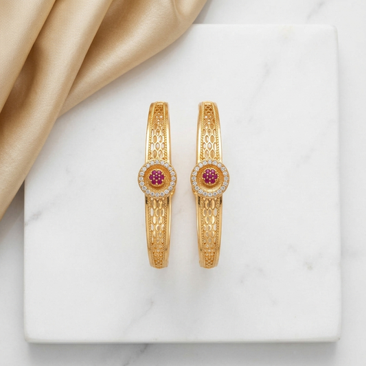 1 Gram Gold Plated Traditional Bangles for Women
