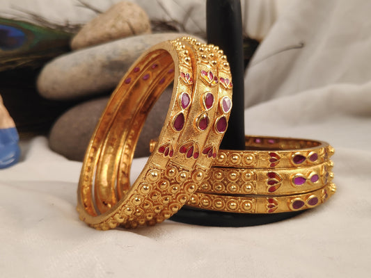1 Gram Gold Plated Traditional Bangles for Women