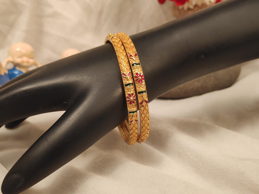 1 Gram Gold Plated Traditional Bangles for Women