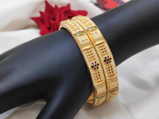 1 Gram Gold Plated Traditional Bangles for Women
