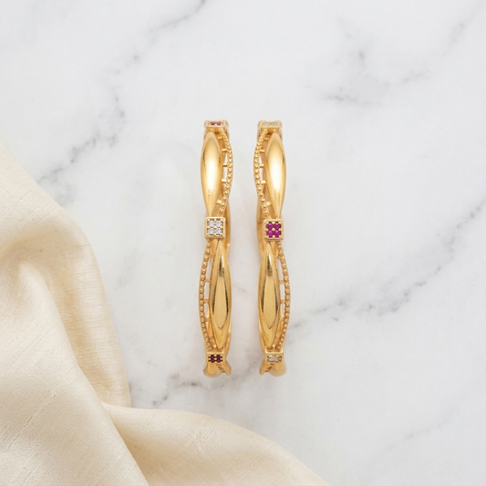 1 Gram Gold Plated Traditional Bangles for Women