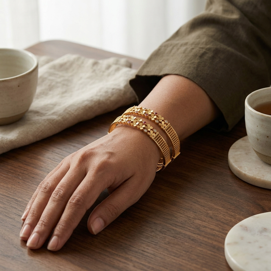 1 Gram Gold Plated Traditional Bangles for Women