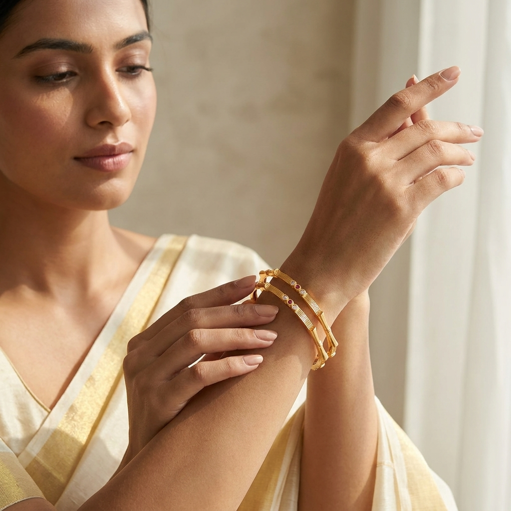 1 Gram Gold Plated Traditional Bangles for Women