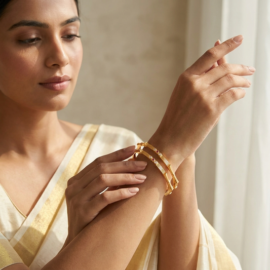 1 Gram Gold Plated Traditional Bangles for Women