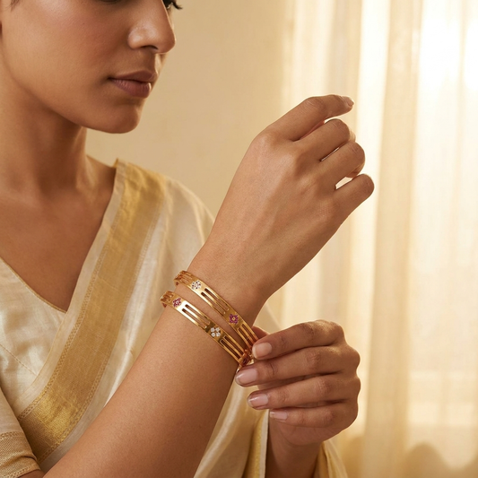 1 Gram Gold Plated Traditional Bangles for Women