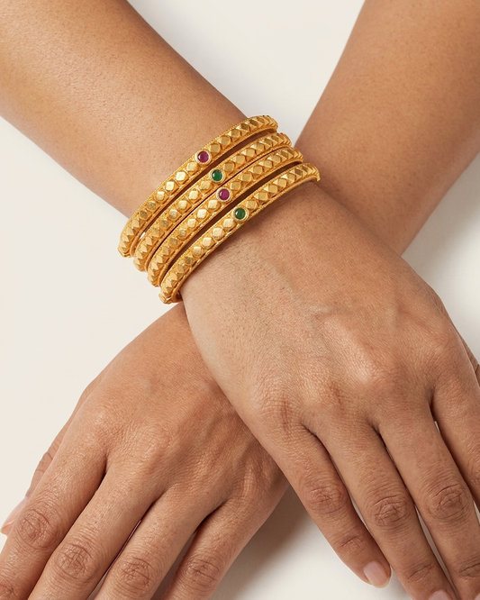 Elegant Brass Bangles with One Gram Gold Plating ÔøΩ Set of 4