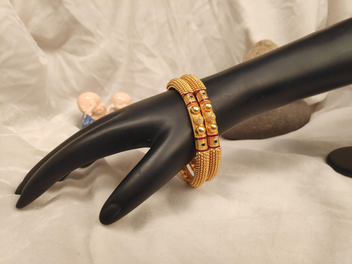 1 Gram Gold Plated Traditional Bangles for Women