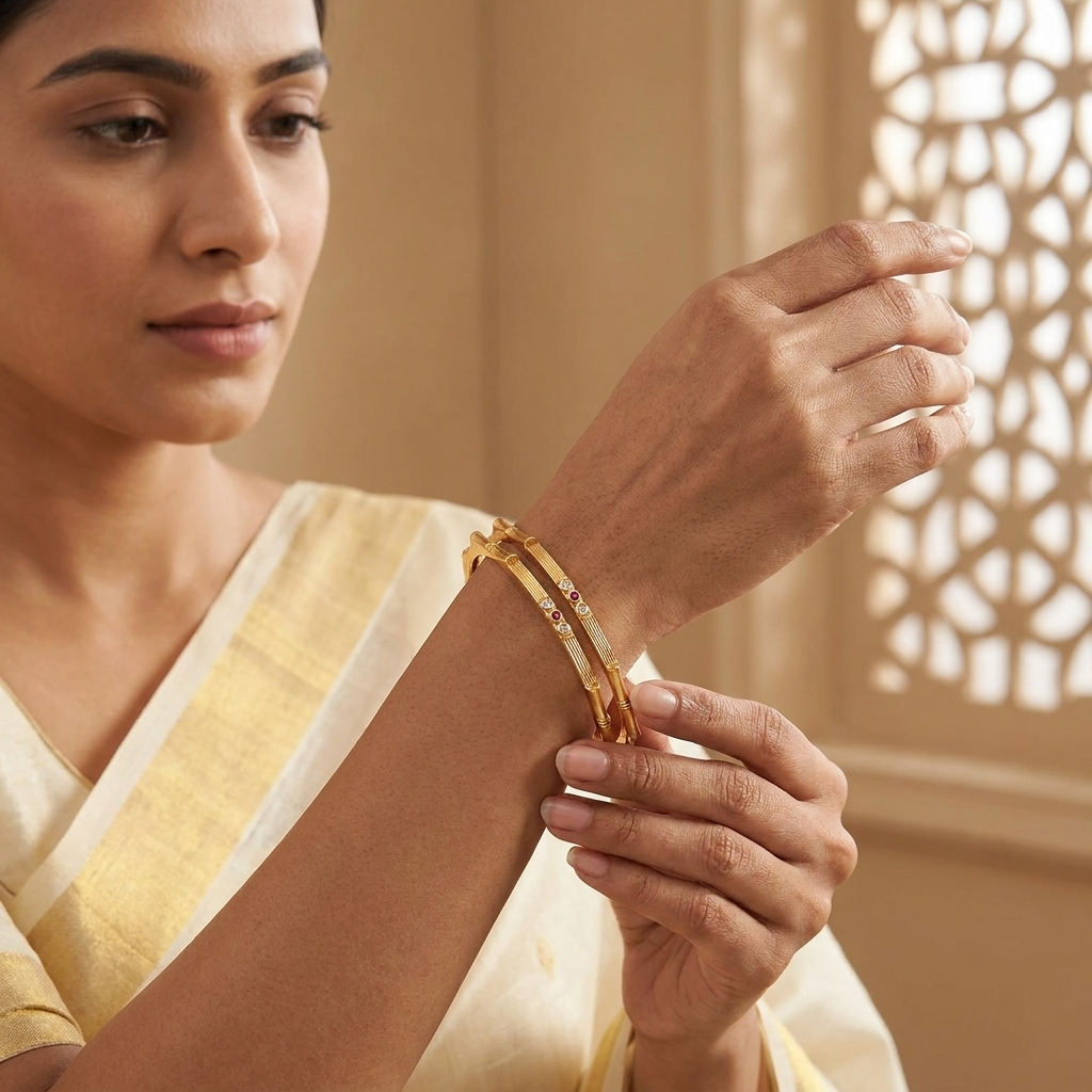 1 Gram Gold Plated Traditional Bangles for Women