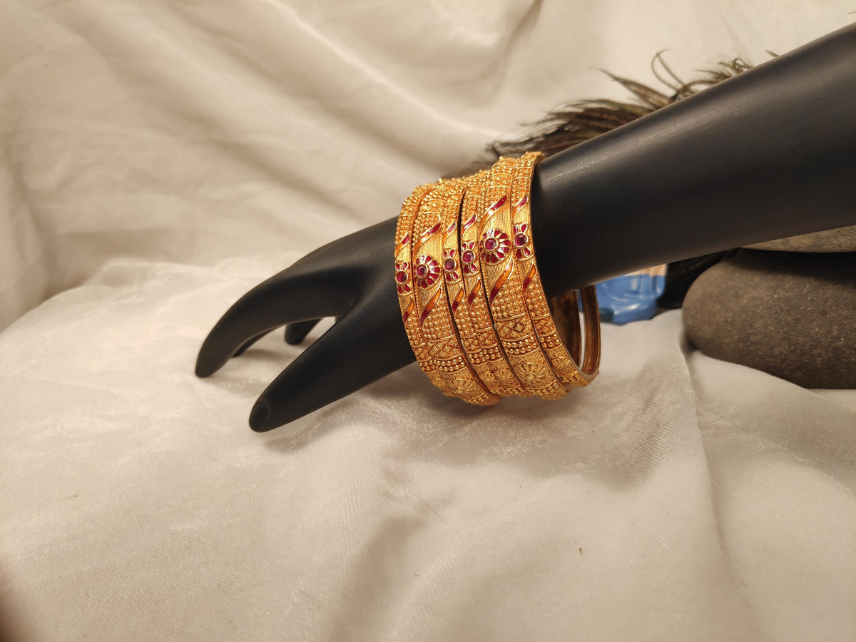 1 Gram Gold Plated Traditional Bangles for Women
