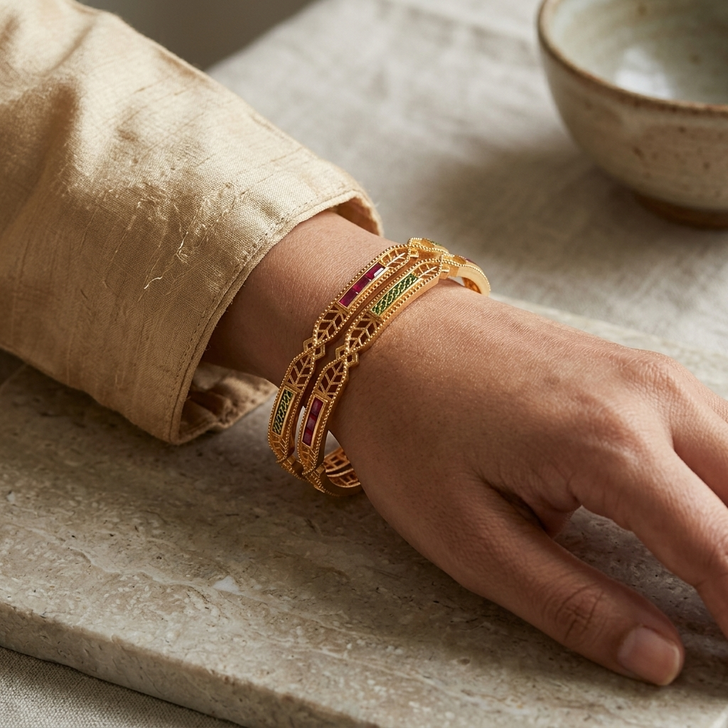 1 Gram Gold Plated Traditional Bangles for Women