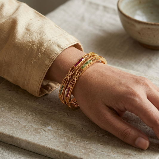 1 Gram Gold Plated Traditional Bangles for Women