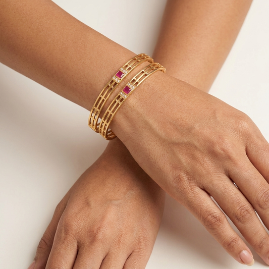 1 Gram Gold Plated Traditional Bangles for Women