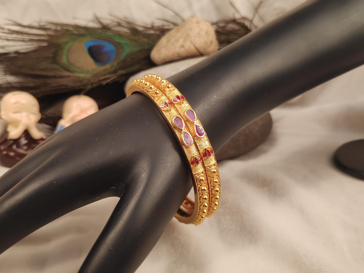 1 Gram Gold Plated Traditional Bangles for Women
