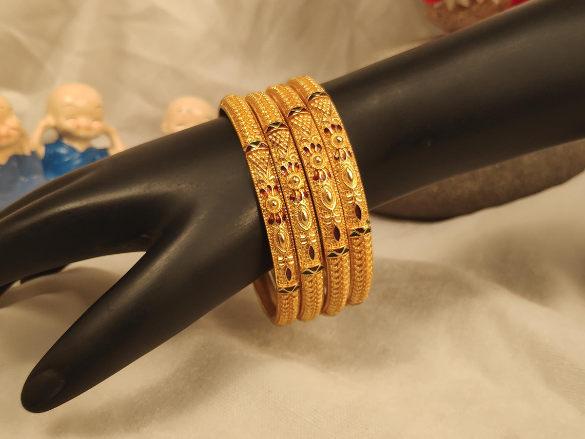 1 Gram Gold Plated Traditional Bangles for Women