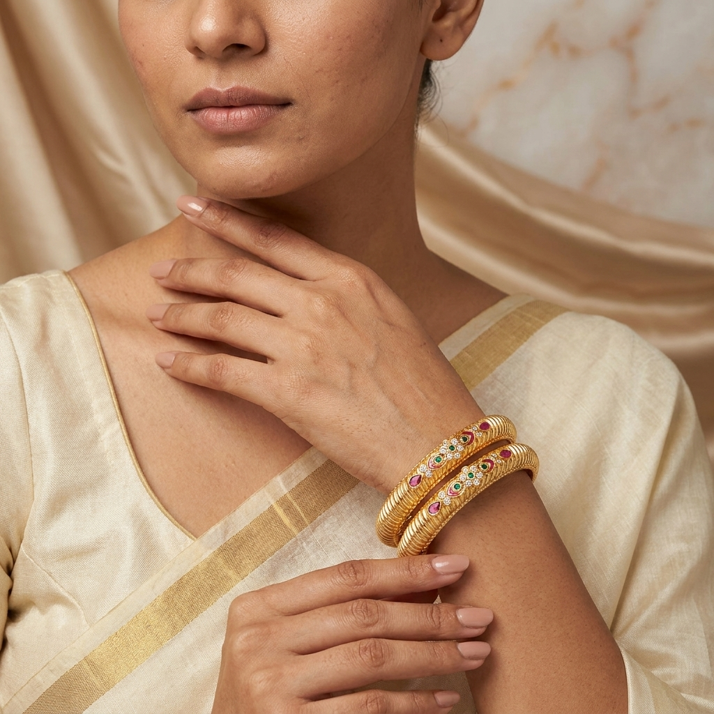 1 Gram Gold Plated Traditional Bangles for Women