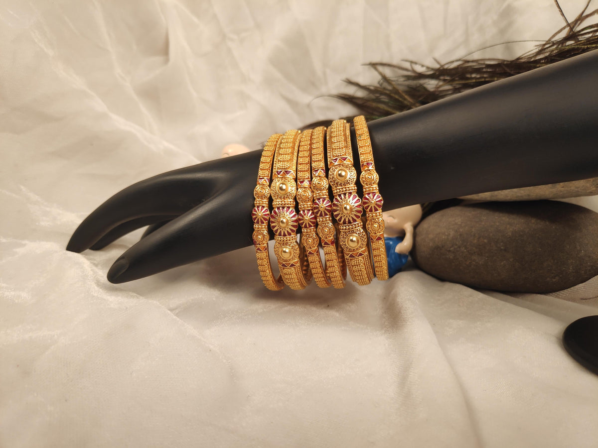 1 Gram Gold Plated Traditional Bangles for Women