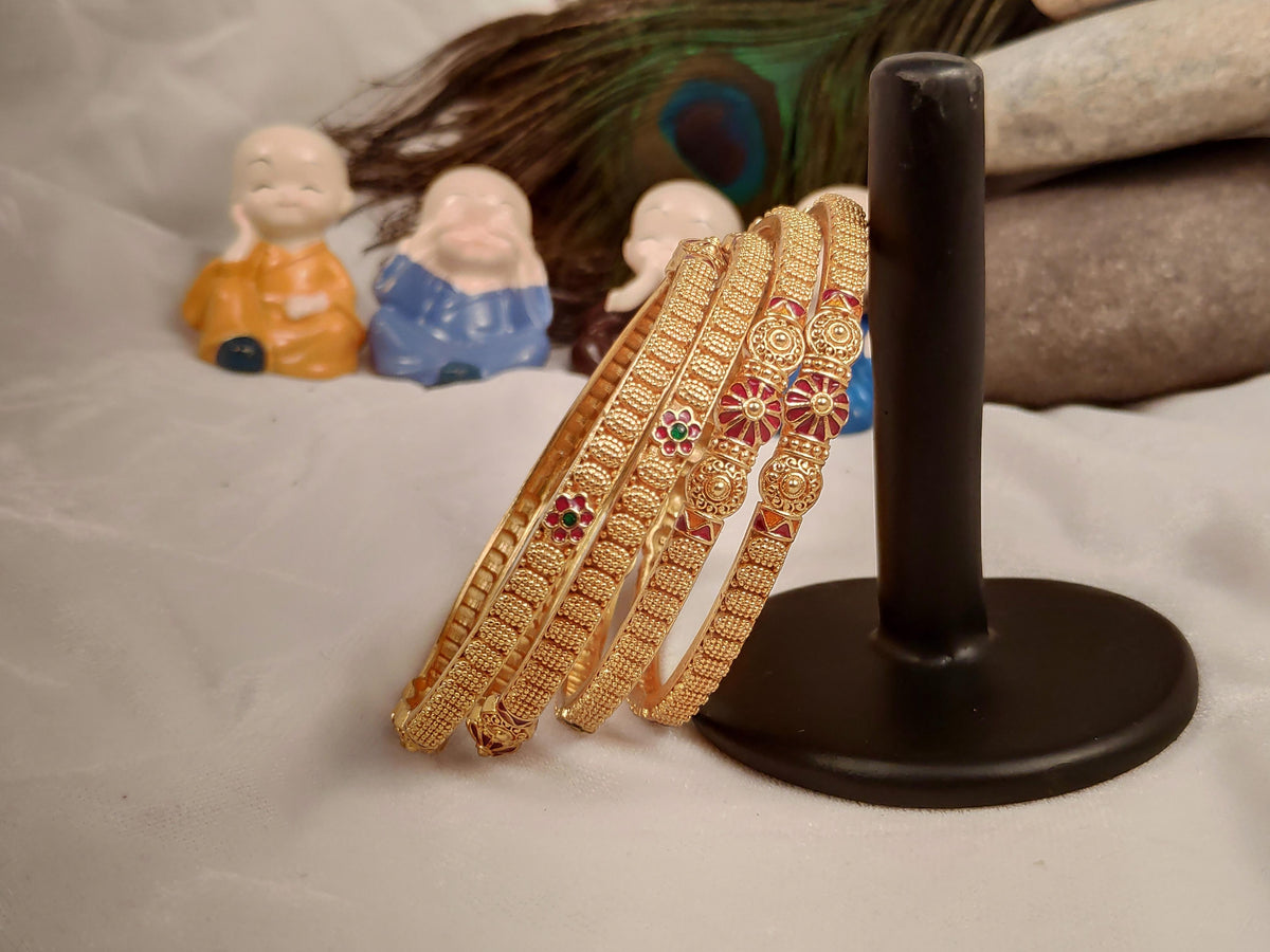 1 Gram Gold Plated Traditional Bangles for Women