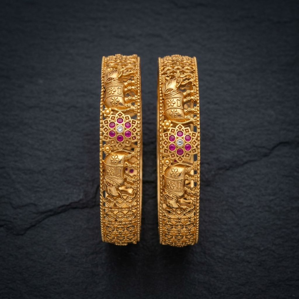 1 Gram Gold Plated Traditional Bangles for Women