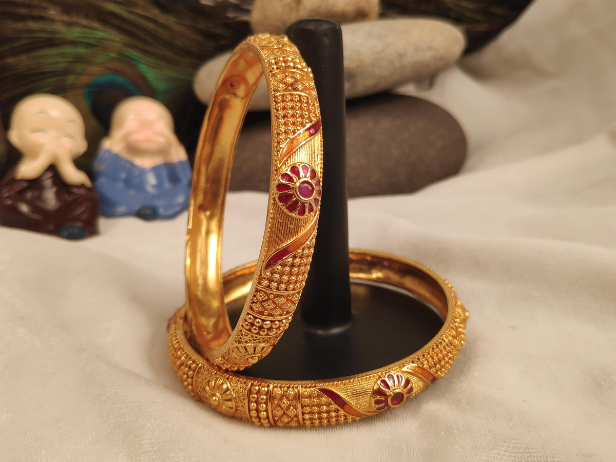 1 Gram Gold Plated Traditional Bangles for Women