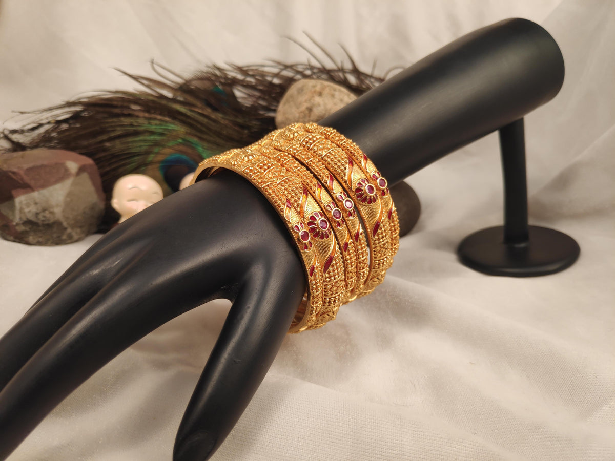 1 Gram Gold Plated Traditional Bangles for Women