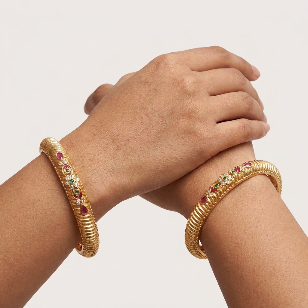 1 Gram Gold Plated Traditional Bangles for Women