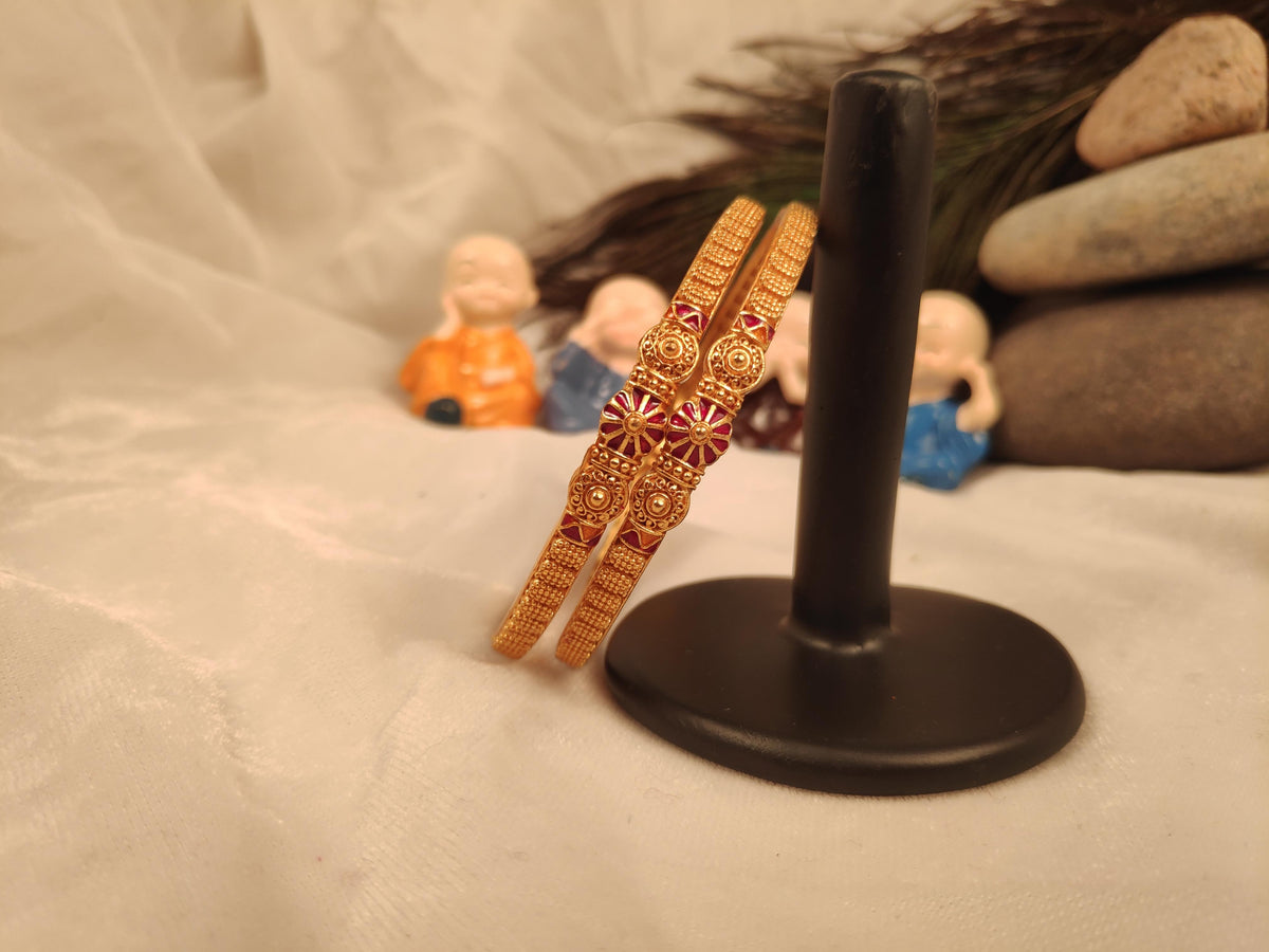 1 Gram Gold Plated Traditional Bangles for Women