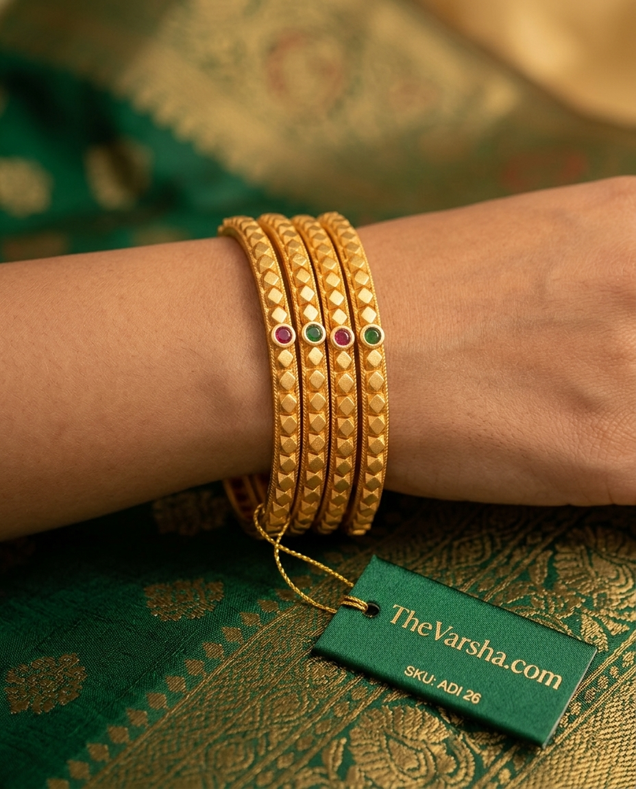 Elegant Brass Bangles with One Gram Gold Plating ÔøΩ Set of 4