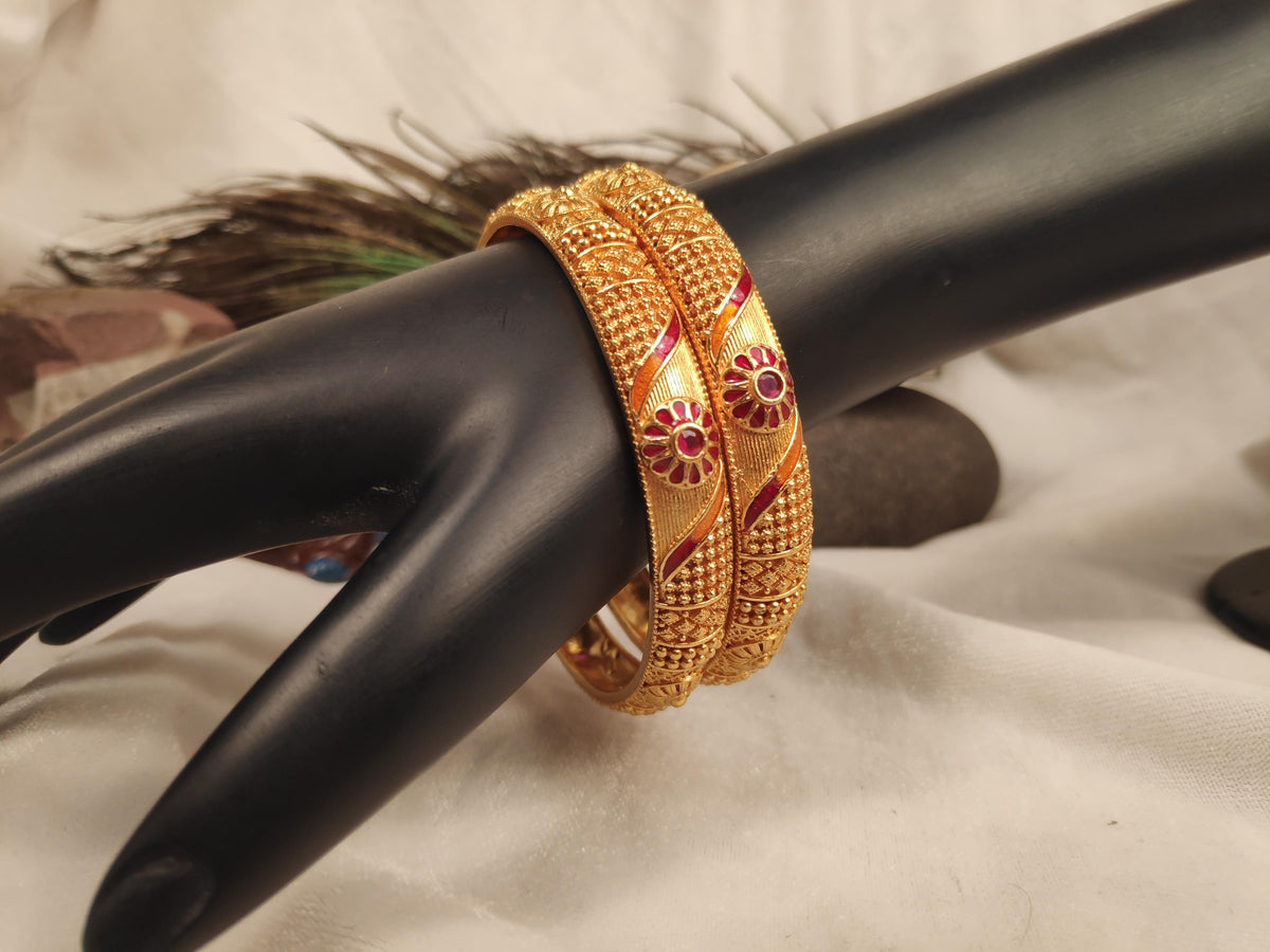 1 Gram Gold Plated Traditional Bangles for Women