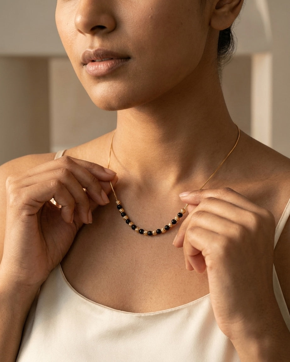 Gold-Plated Alternating Bead Mangalsutra