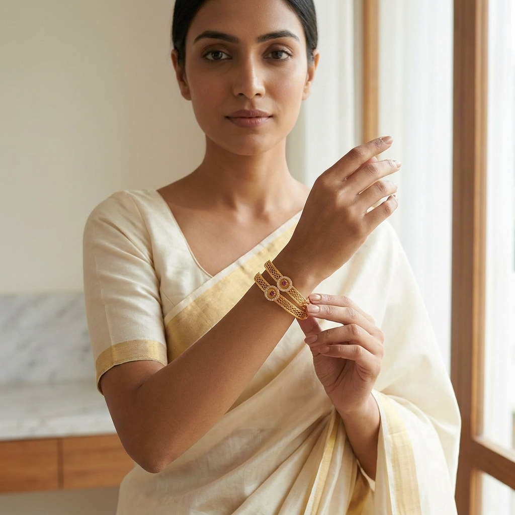 1 Gram Gold Plated Traditional Bangles for Women
