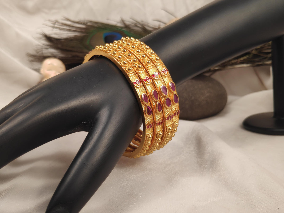 1 Gram Gold Plated Traditional Bangles for Women