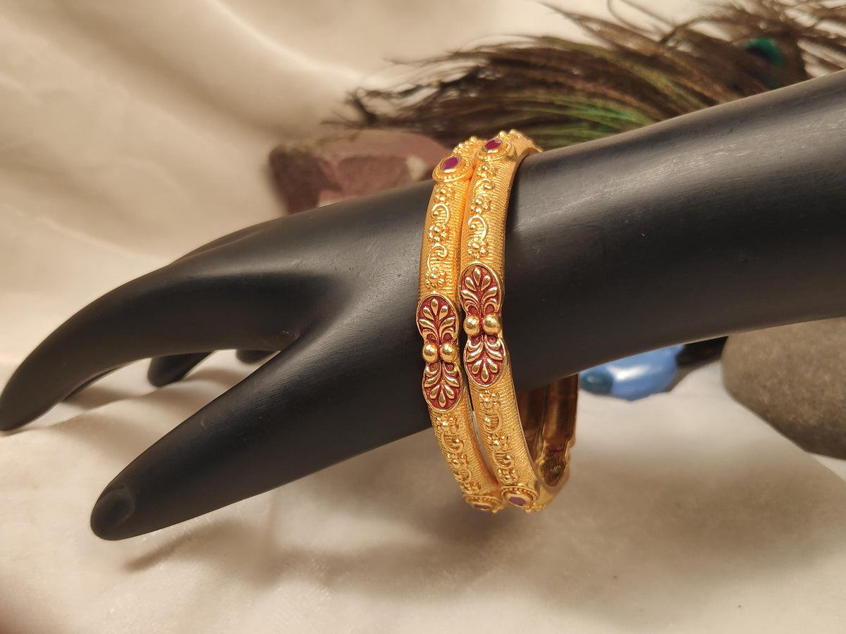 1 Gram Gold Plated Traditional Bangles for Women
