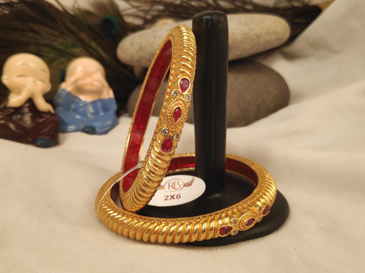 1 Gram Gold Plated Traditional Bangles for Women
