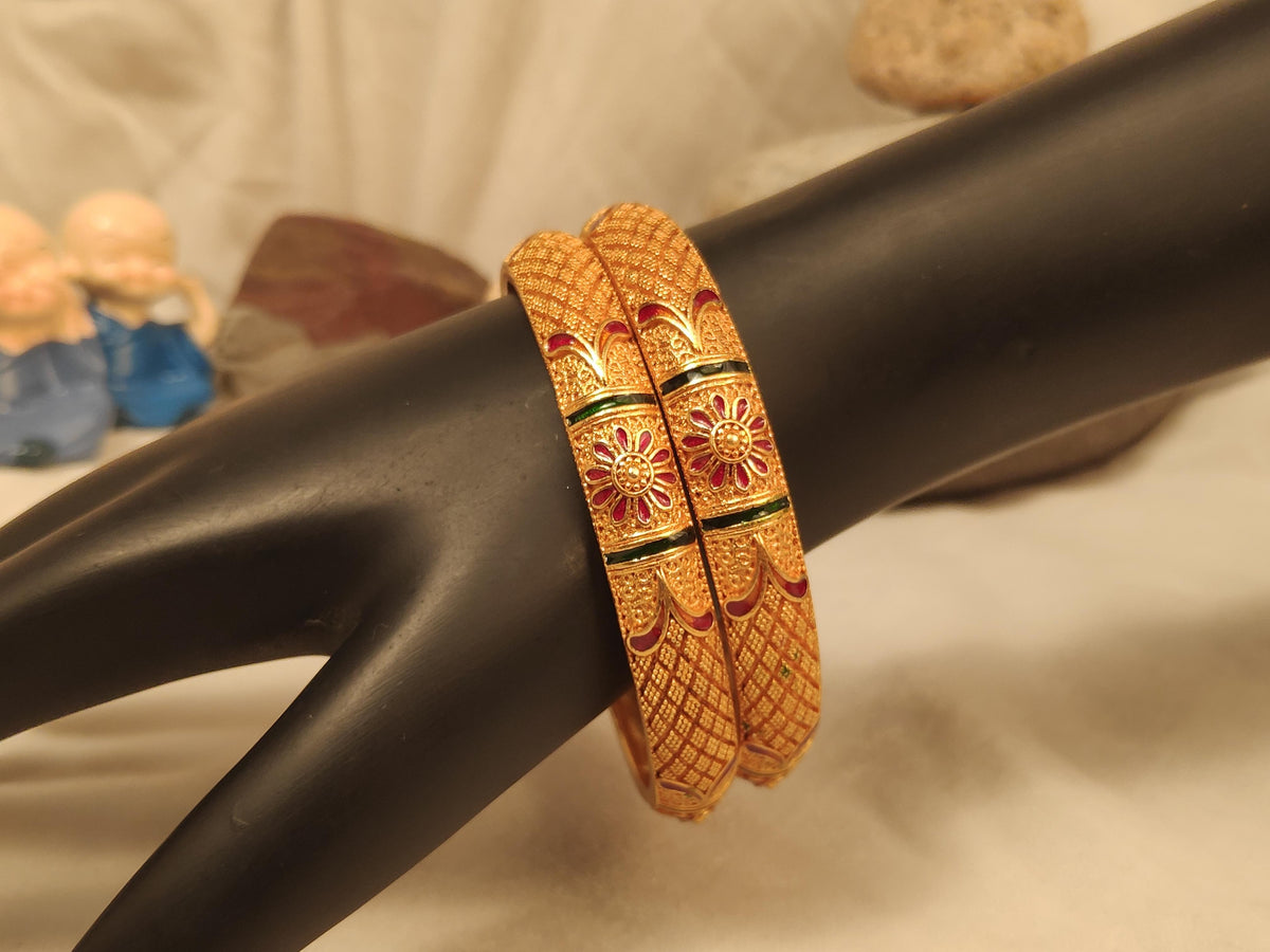 1 Gram Gold Plated Traditional Bangles for Women