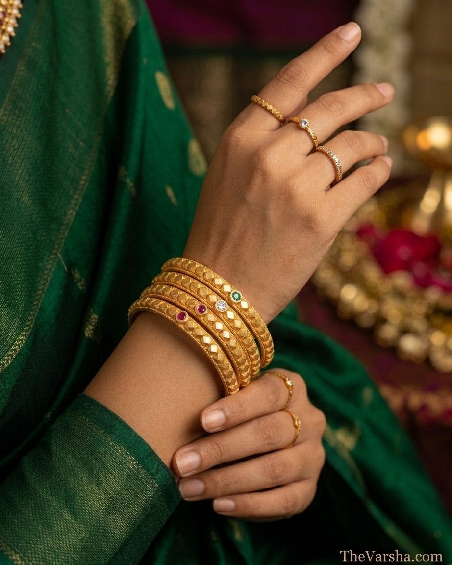 Elegant Brass Bangles with One Gram Gold Plating ÔøΩ Set of 4